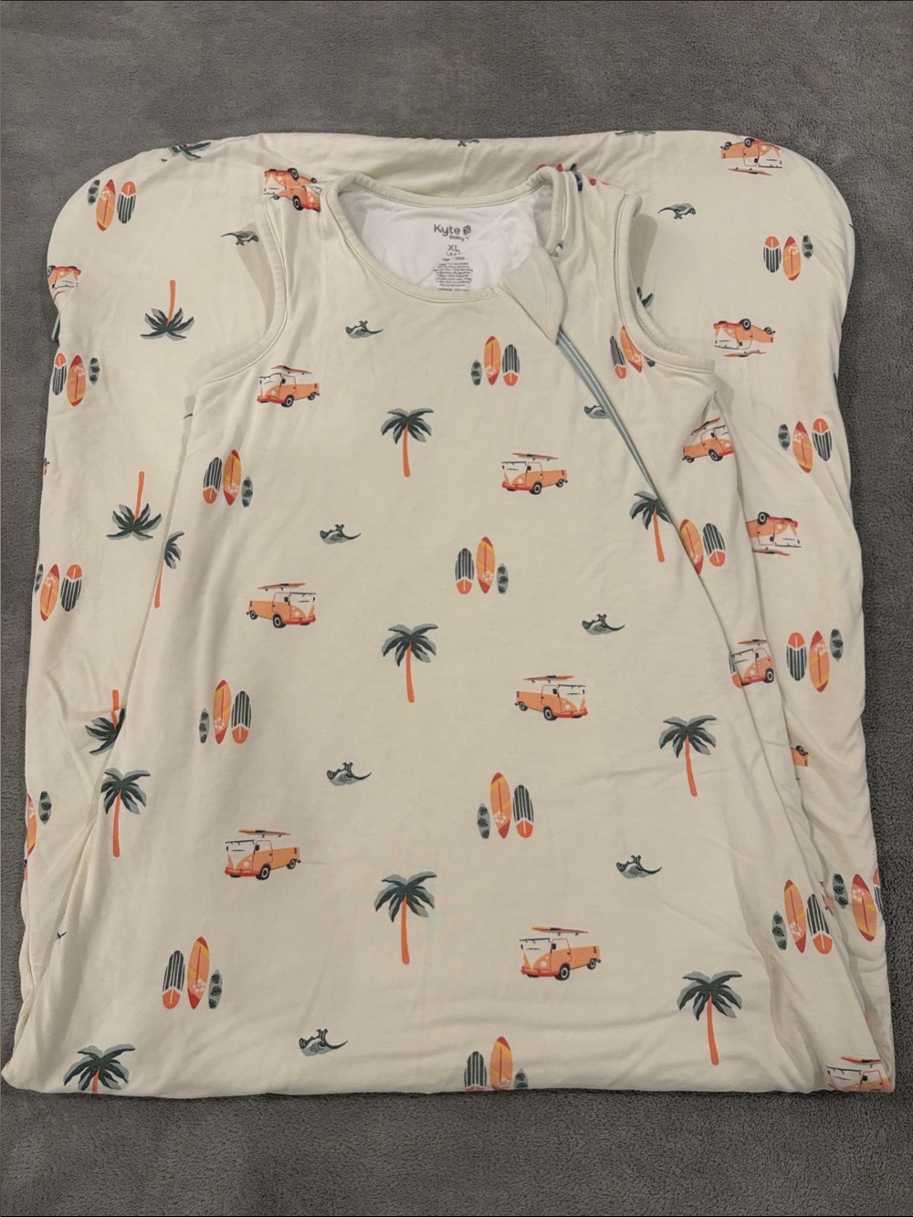Kyte BABY Cream Surf Van & Palm Tree Sleeveless Kids Sleep Sack